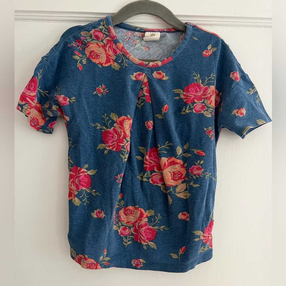 Tucker + Tate, Blue and Pink Floral Short Sleeve Top